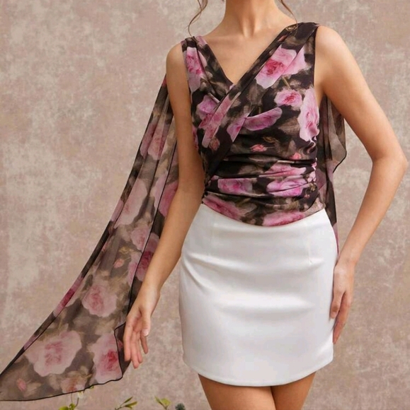 Summer Women Outfit, Women Clothes, Elegant Asymmetric Off Shoulder Sleveless - Picture 1 of 4